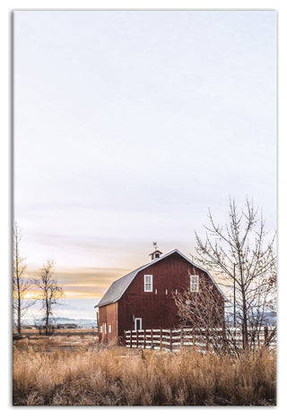Rustic Barn Sunrise 24x36 Canvas Wall Art