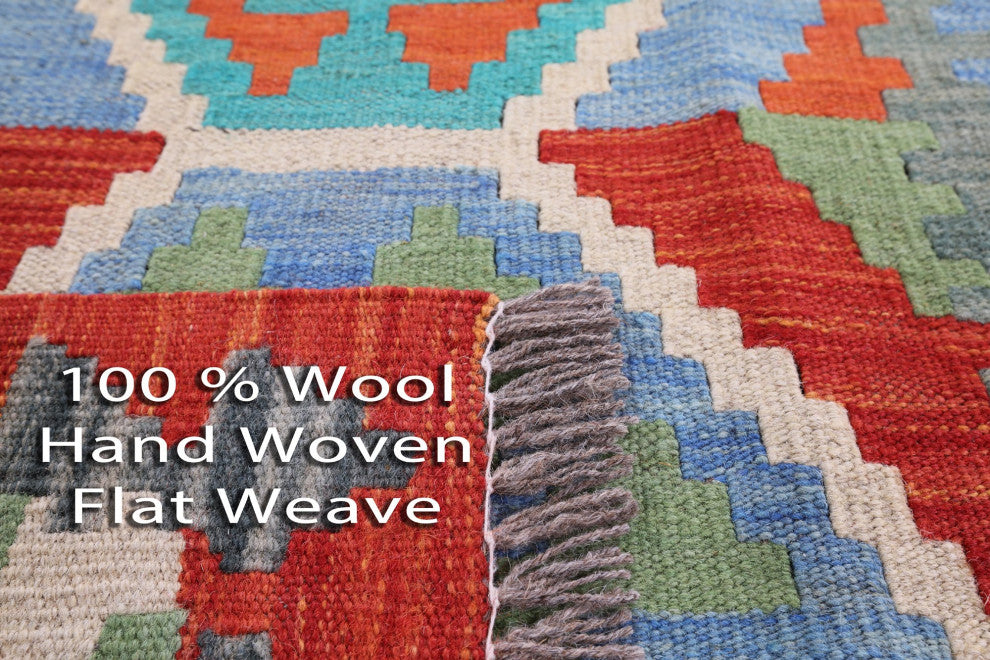 Reversible Kilim Flat Weave Wool On Wool Runner Rug 2' 9" X 9' 7" - Q12553