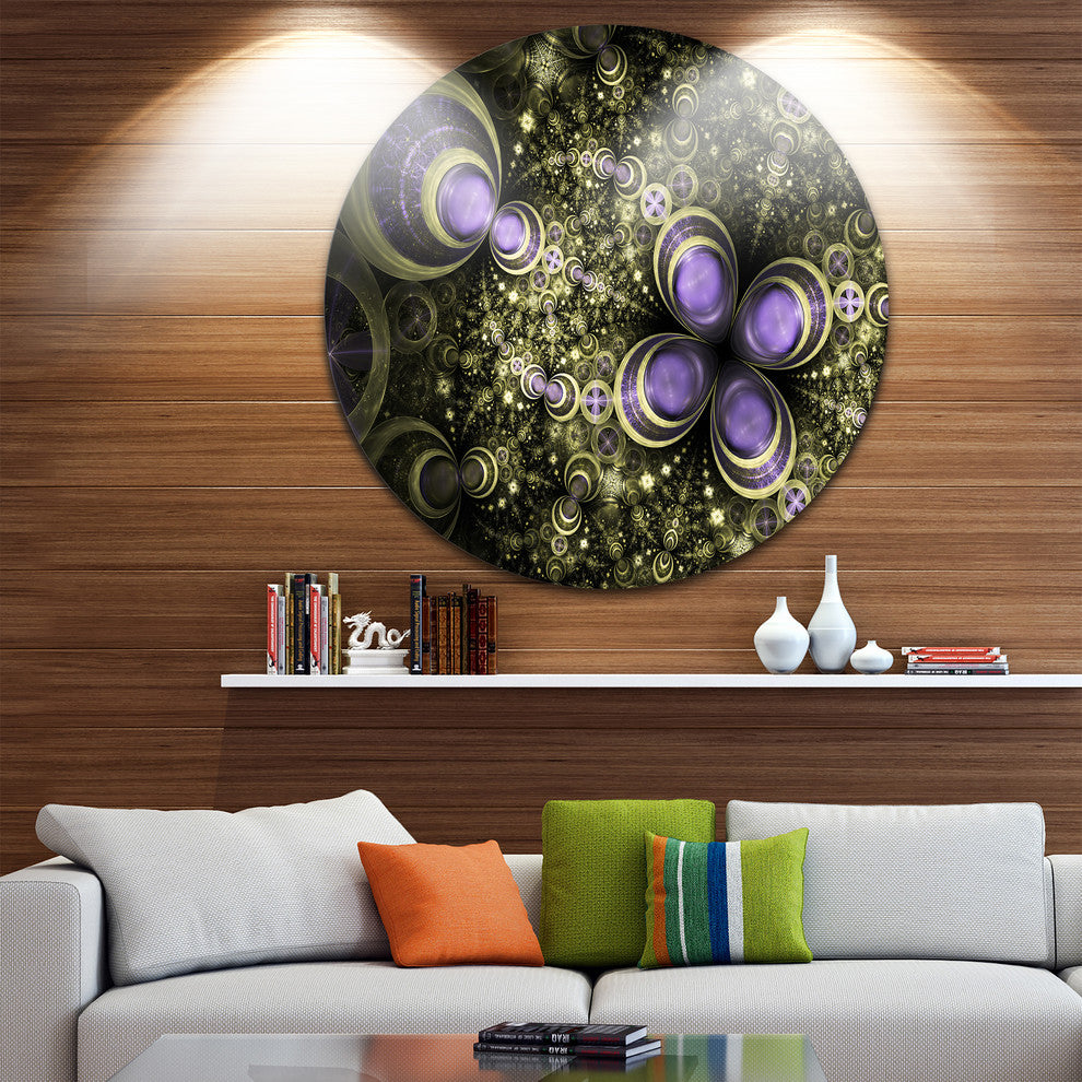 Fractal Flower Light Brown Digital Art, Flower Disc Metal Wall Art, 11"