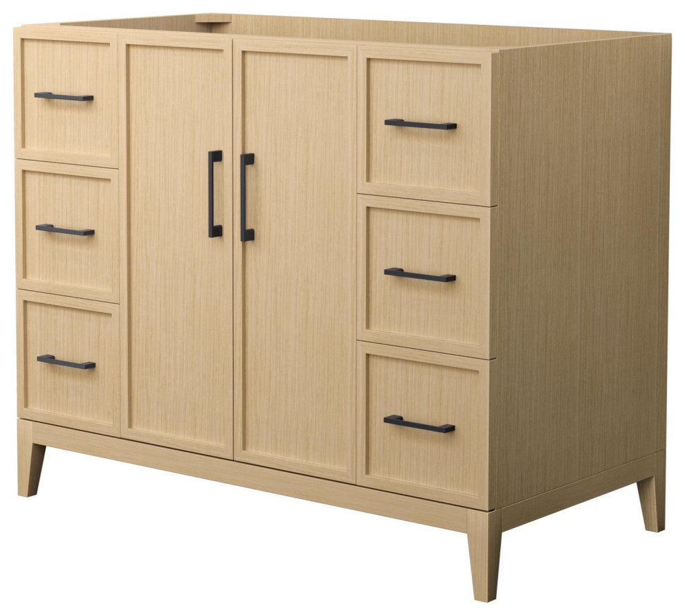 Elan 42" Single Vanity, White Oak, No Top, No Sink, Black Trim