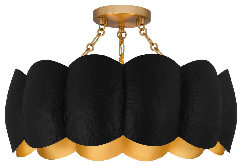 Santana Four Light Semi-Flush Mount in Matte Black