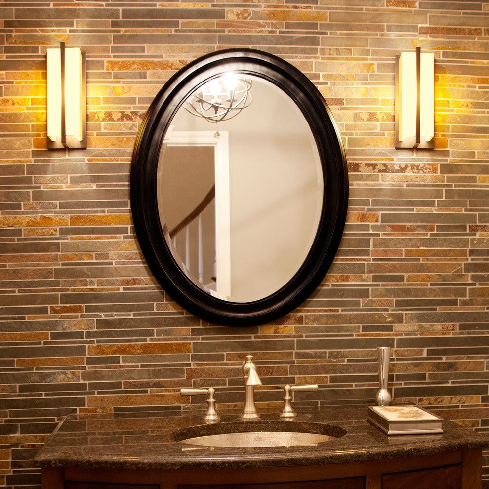 George Oval Mirror, Glossy Black