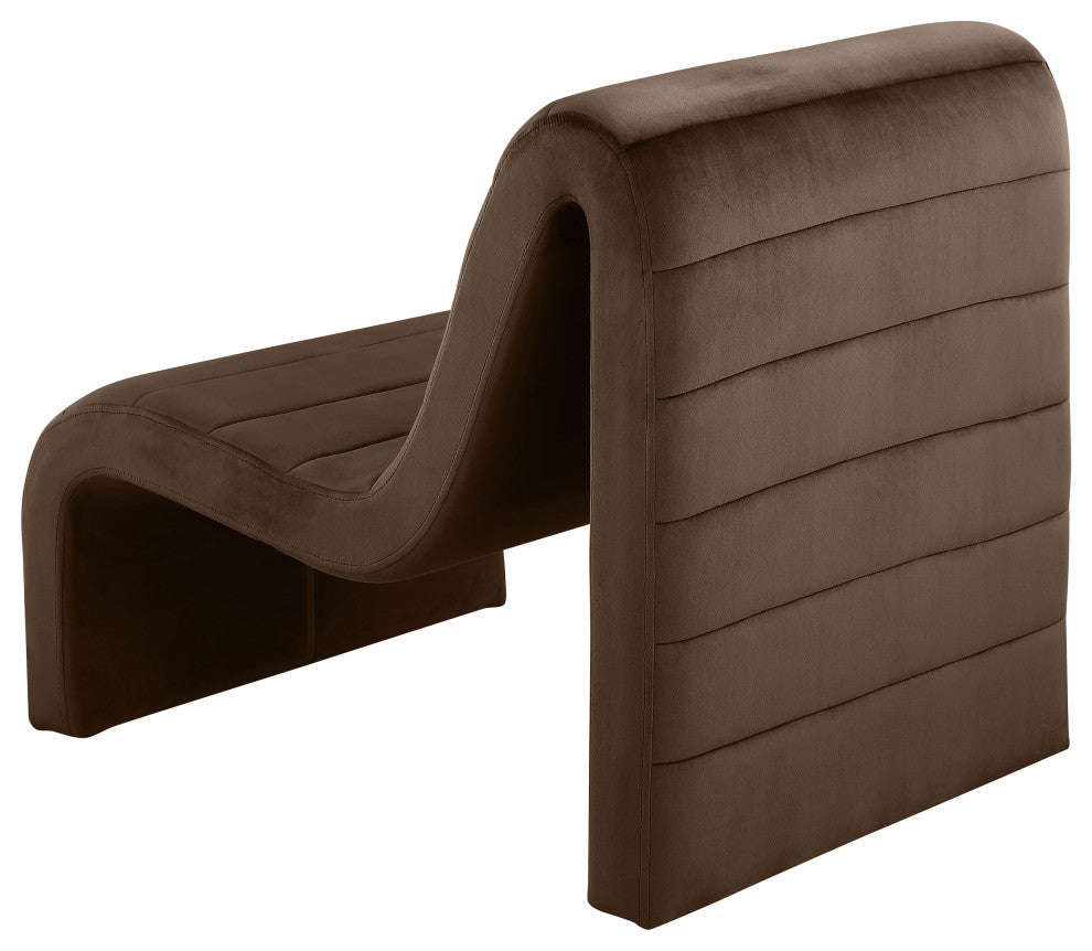 Ivy Upholstered Accent Chair, Brown, Velvet