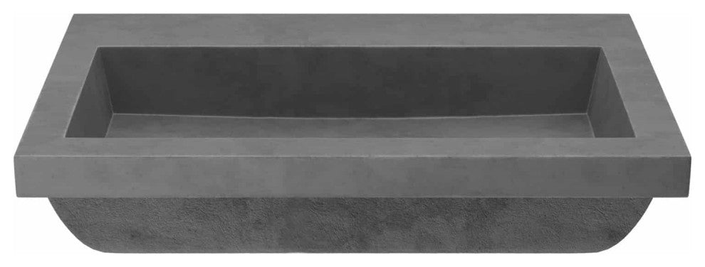 Trough 3019 Concrete Bathroom Sink, Slate, No Faucet Hole