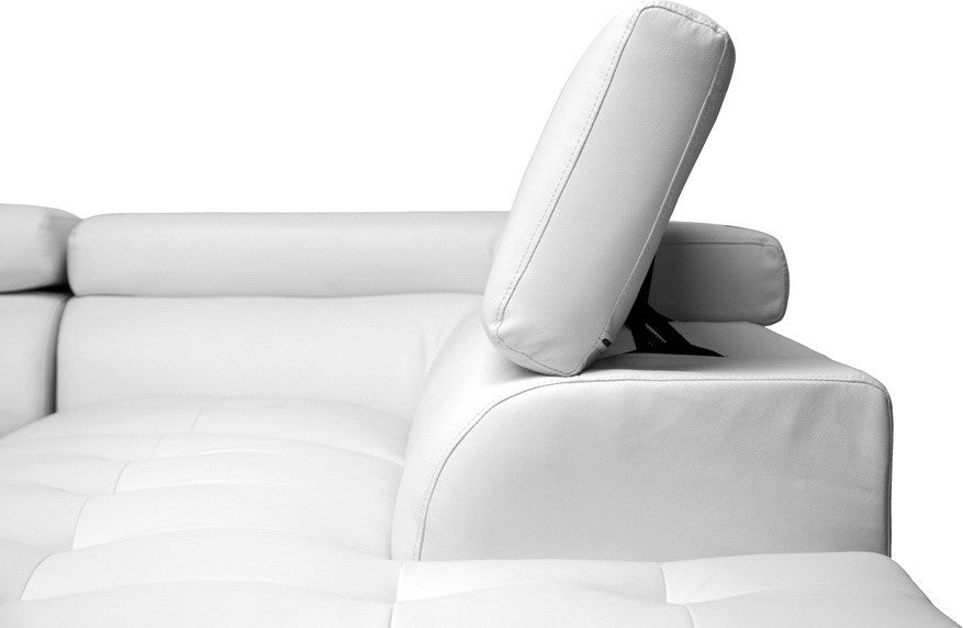 Selma White Leather Modern Sectional Sofa
