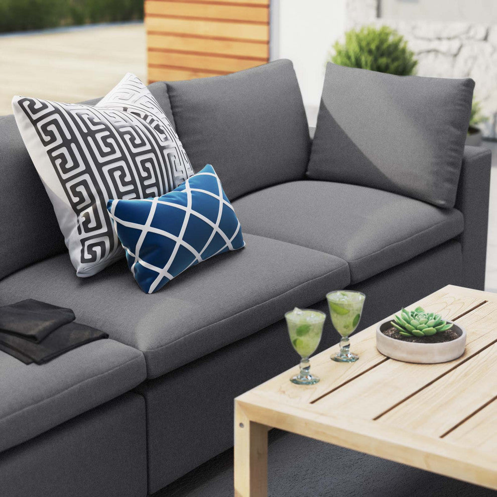 Modular Lounge Deep Sofa, Sunbrella, Gray, Modern, Outdoor Hospitality