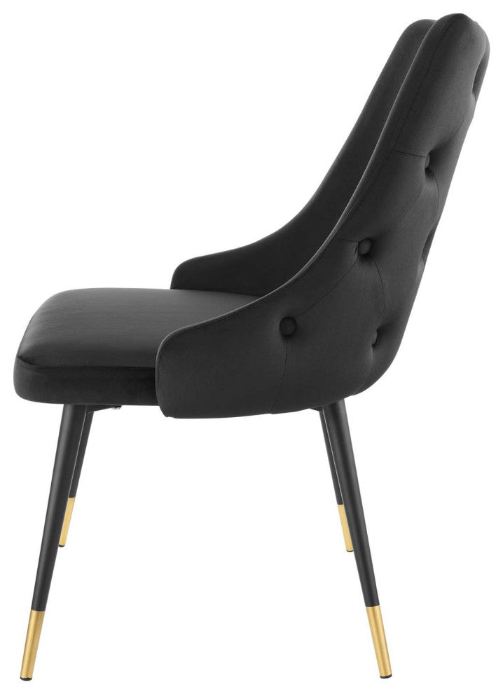 Side Dining Chair, Set of 2, Velvet, Black, Cafe Bistro Restaurant Hospitality