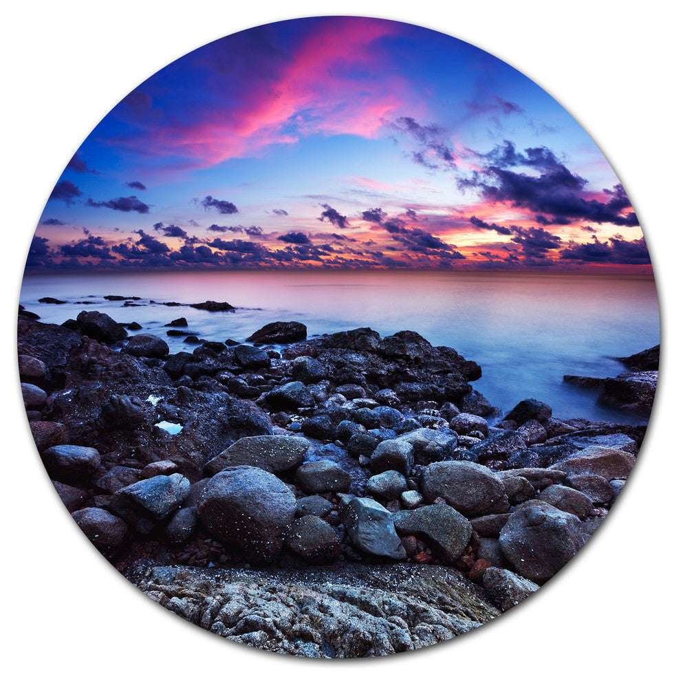 Full Moon Fantasy Seascape, Landscape Round Metal Wall Art, 23"