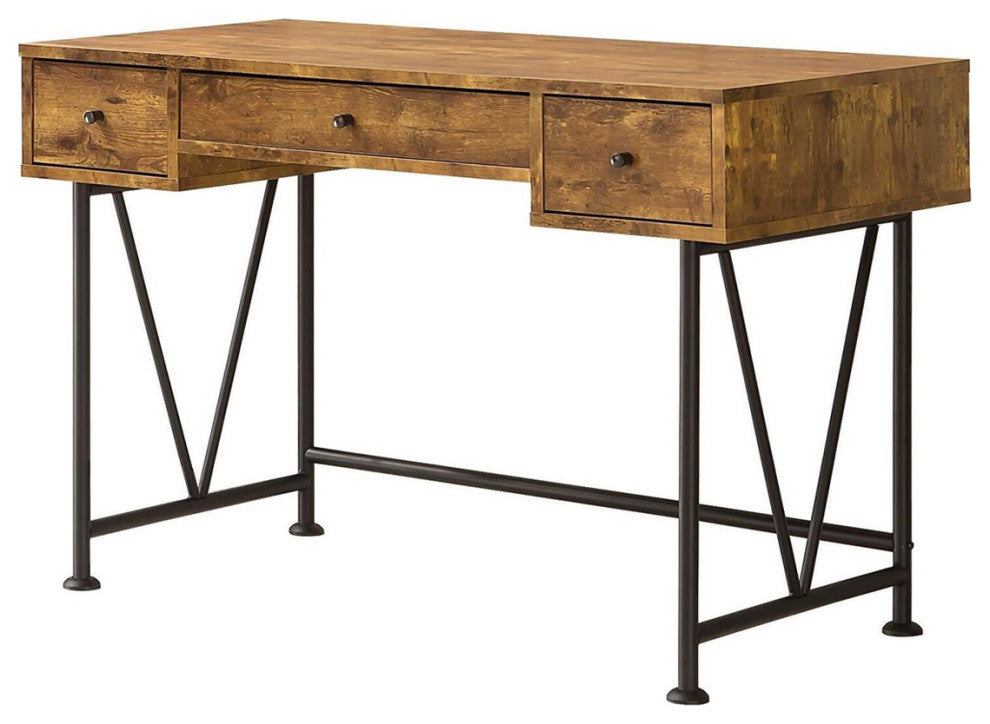 3-Drawer Writing Desk, Antique Nutmeg and Black