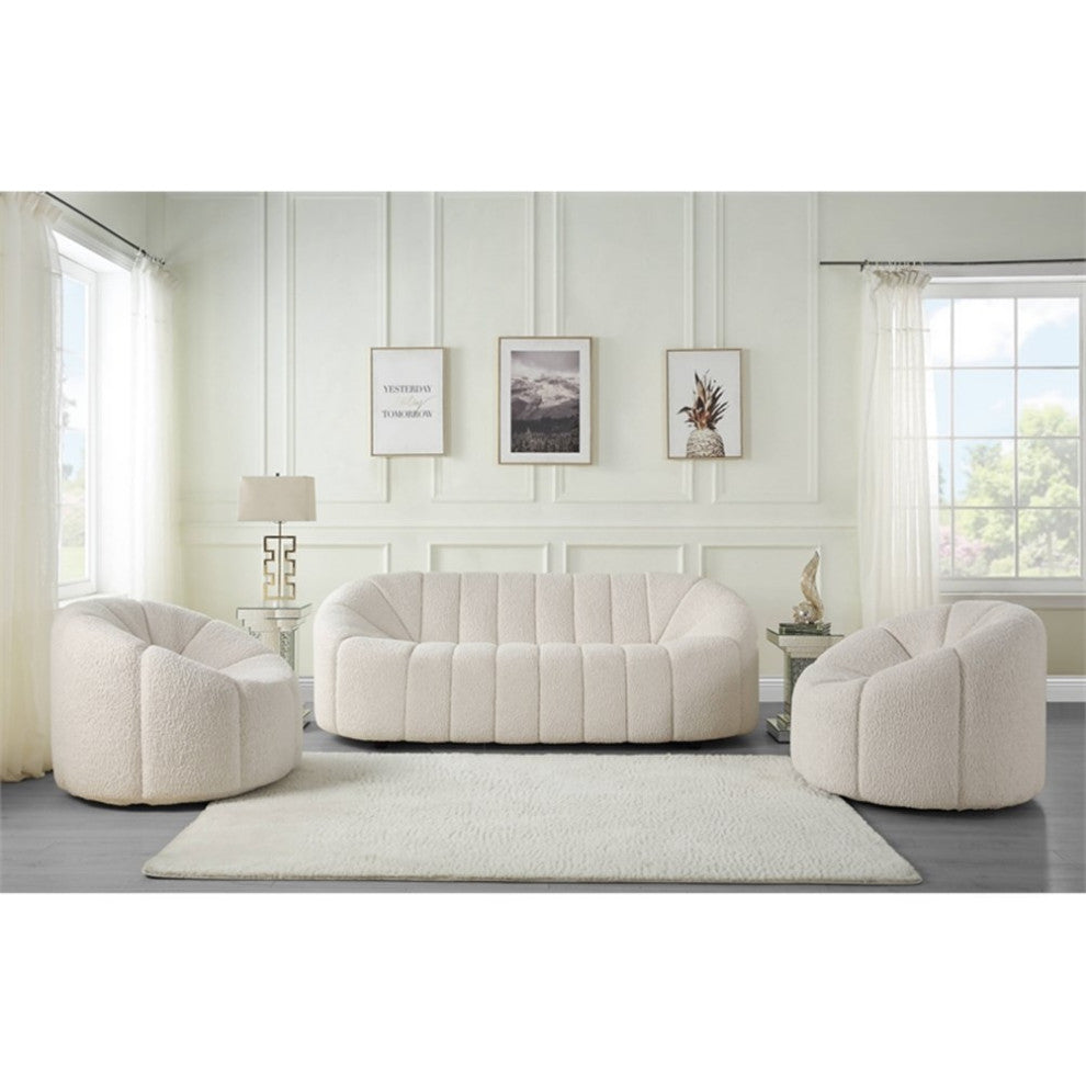 Lv00229 Sofa, White Teddy Sherpa Osmash