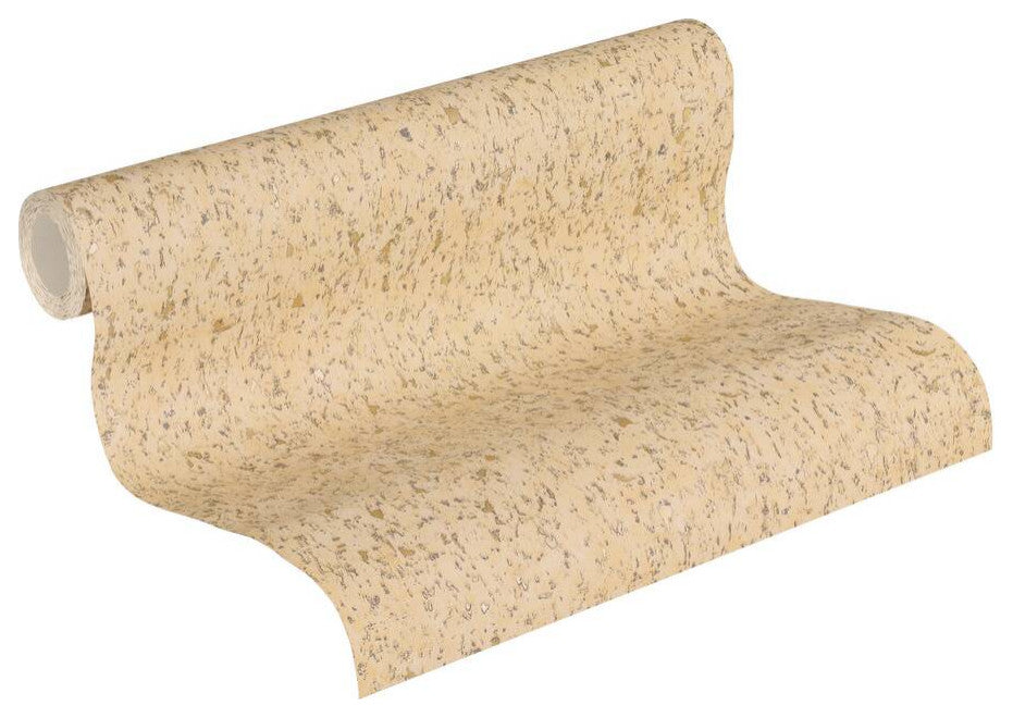 Plain Textured Wallpaper, Scattered Spots, Beige Cream Yellow Vanilla, 1 Roll
