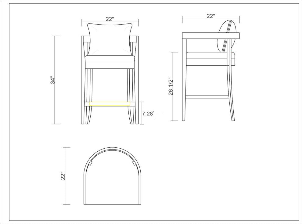 Manhattan Comfort Ritz Counter Stool, Set of 3