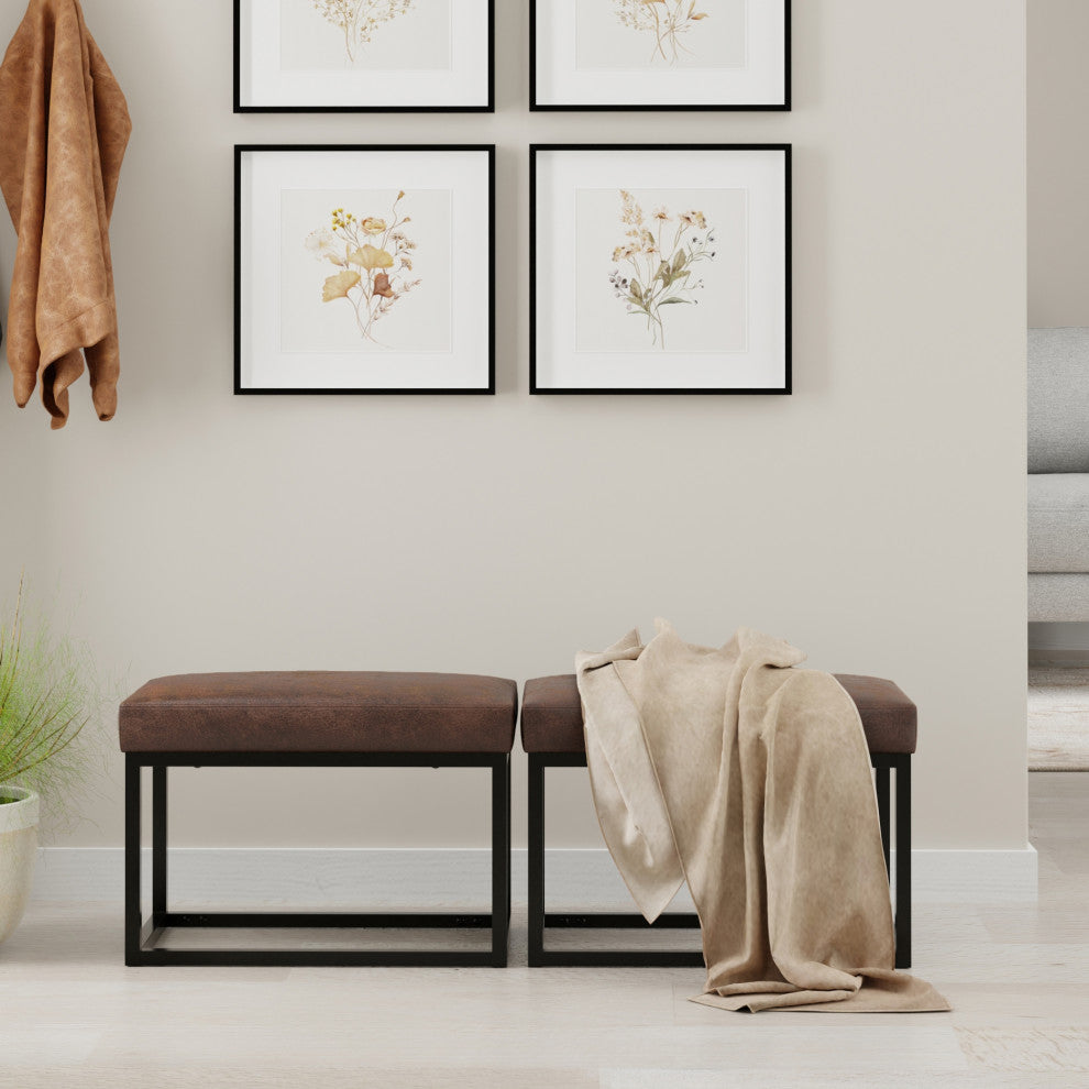 Reynolds Small Bench, Distressed Chestnut Brown