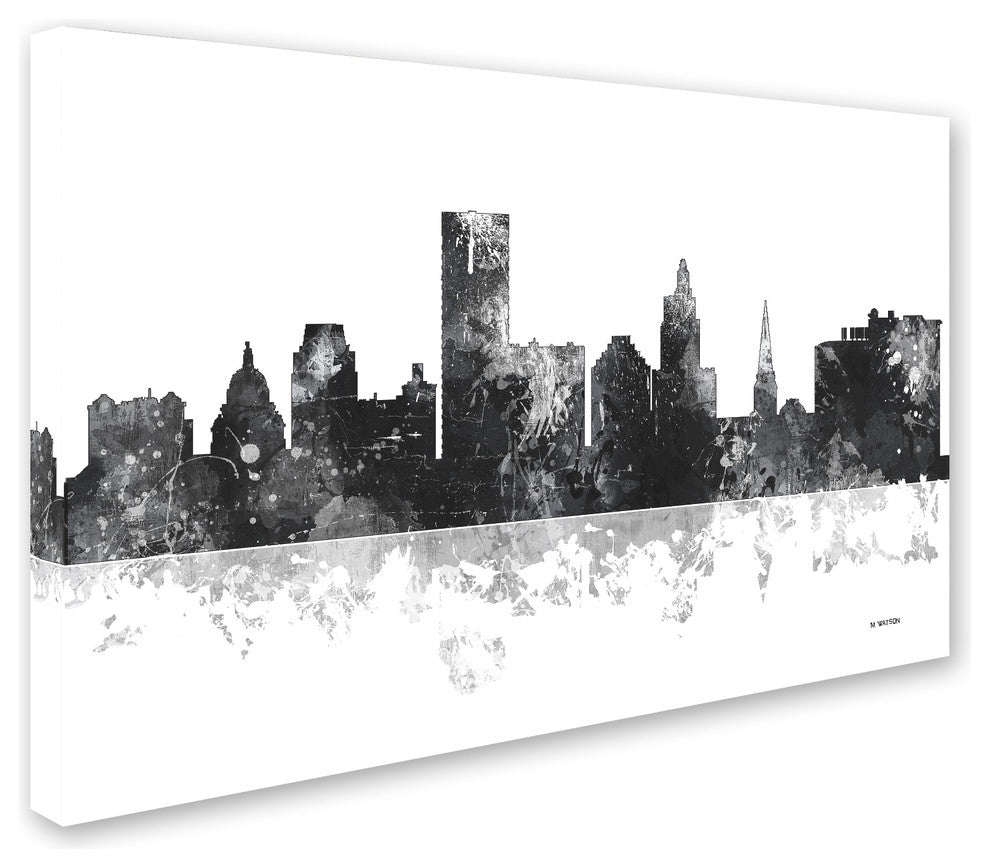 Marlene Watson 'Providence Rhode Island Skyline BG-1' Canvas Art, 30"x47"
