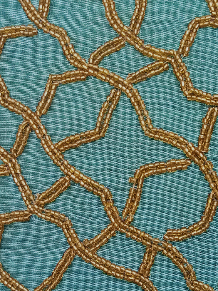 Blue Decorative Throw Pillow Covers 22"x22" Silk Cushion Covers - Teal Geometry