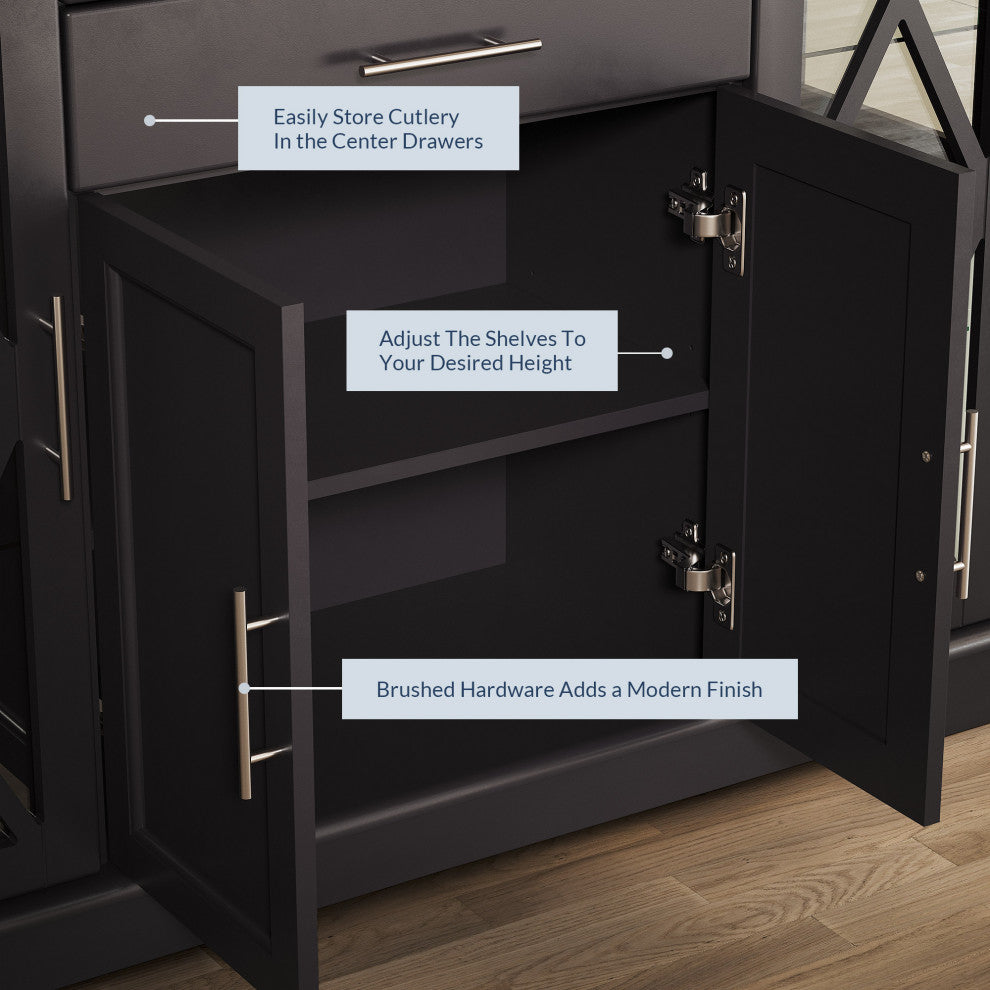 Ryland 47" Wood Storage Sideboard Buffet Cabinet Console Table, Espresso
