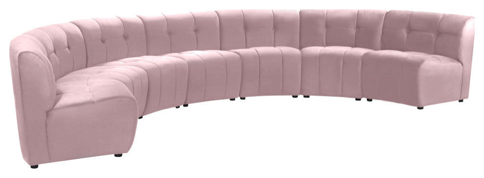 Limitless Velvet Upholstered 7-Piece Modular Sectional, Pink
