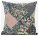20" Green Peach Floral Zippered Suede Throw Pillow