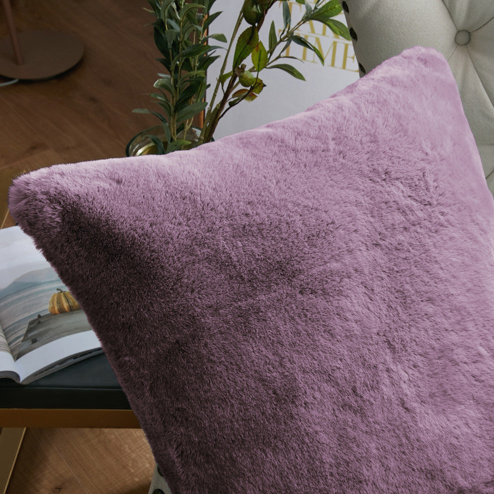 Heavy Faux Fur Throw Pillow Covers 2pcs Set, Wood Rose, 26''x26''