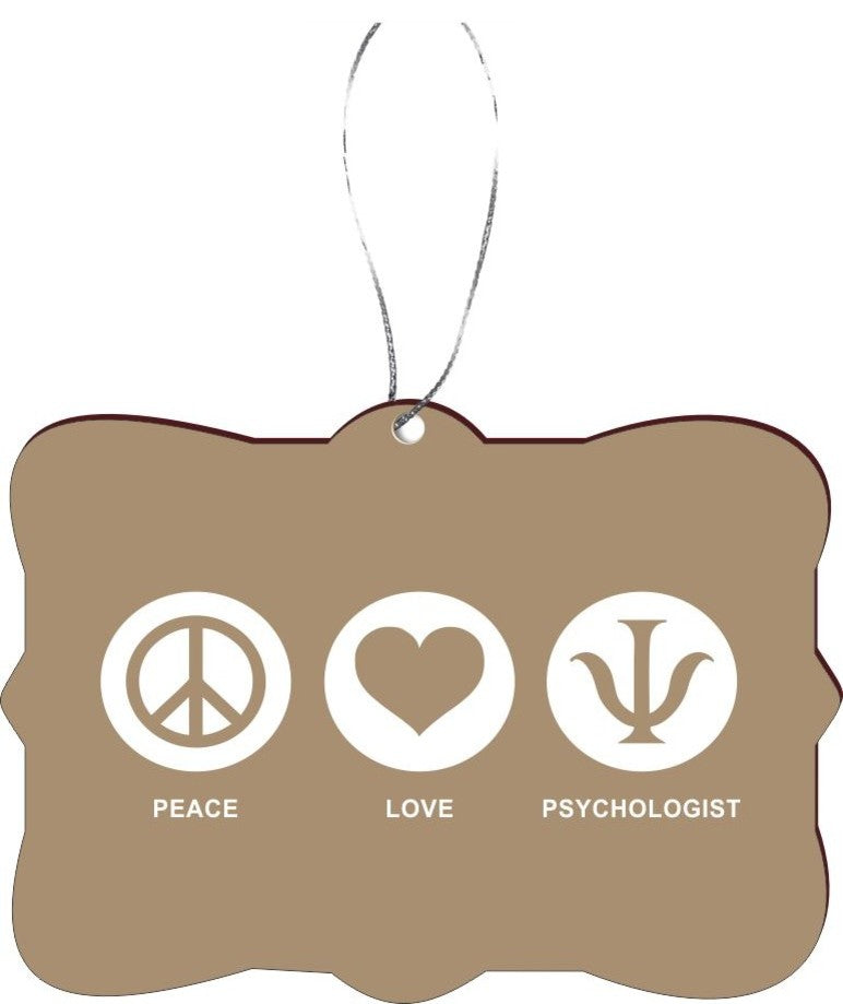 Peace Love Psychologist Brown Color Design Rectangle Christmas Tree Ornament