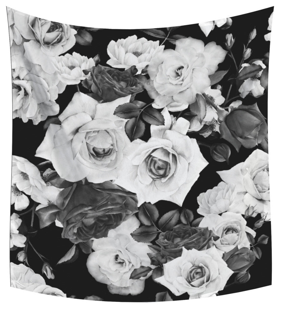 Black and White Floral Tapestry
