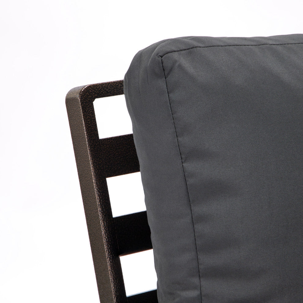 Leisuremod Walbrooke Patio Loveseat With Brown Aluminum Frame, Charcoal