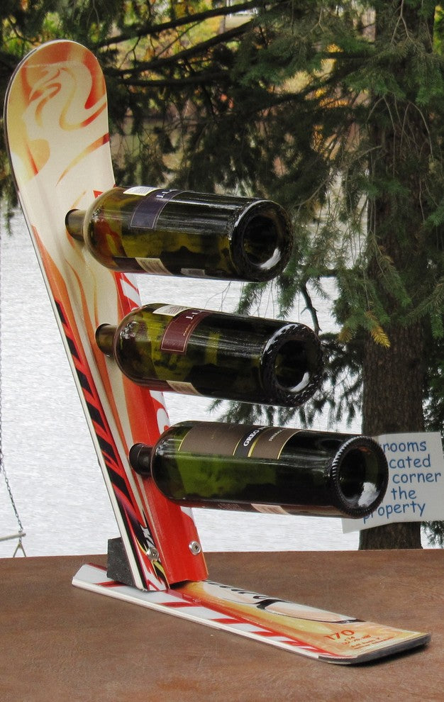 Snow Ski Wine Rack, 3 Bottle, 3 Color Combo