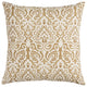 Gold White Distressed Damask Throw Pillow