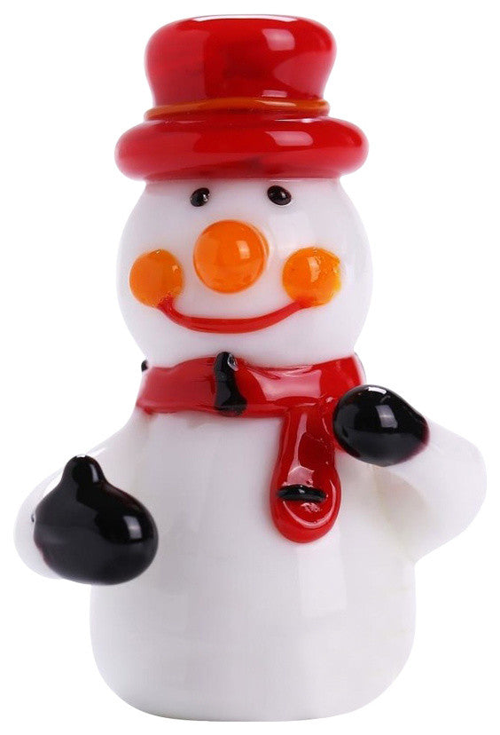 Murano Christmas Winter Decorative Glass Snowman Figurine , Red