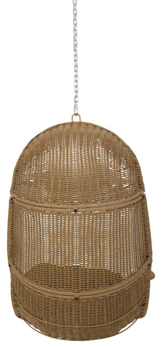 Berrien Outdoor/Indoor Wicker Hanging Chair with 8 Foot Chain (NO STAND), Light Brown/Dark Gray