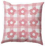 Flowers on Gingham Decorative Throw Pillow, Pink Icing, 16"x16"