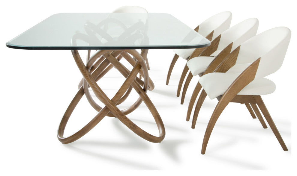 HomeRoots 47" Walnut and Glass Dining Table