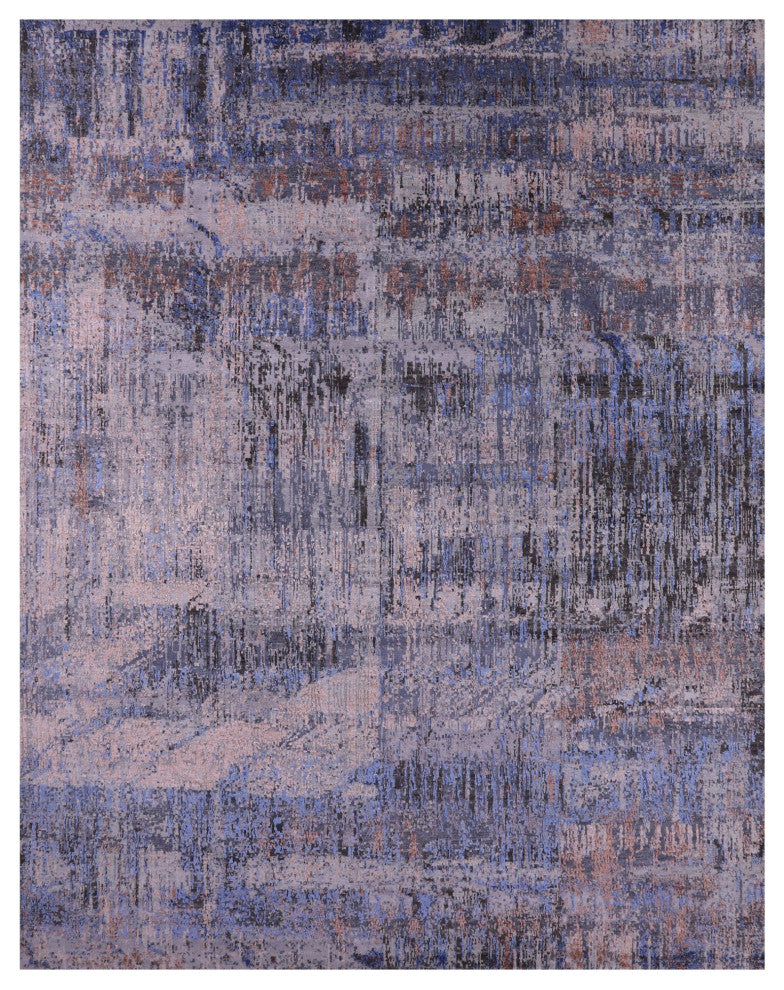 7' 9" X 10' 2" Handmade Wool & Silk Abstract Rug - Q14875