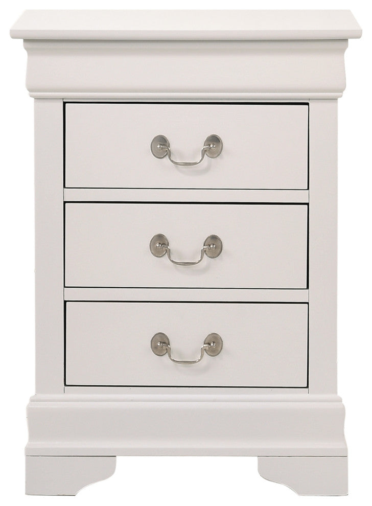 Louis Philippe 3-Drawer Nightstand (29 in. H x 21 in. W x 16 in. D), White