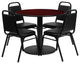36'' Round Black Laminate Table Set W/4 Black Trapezoidal Back Banquet Chairs