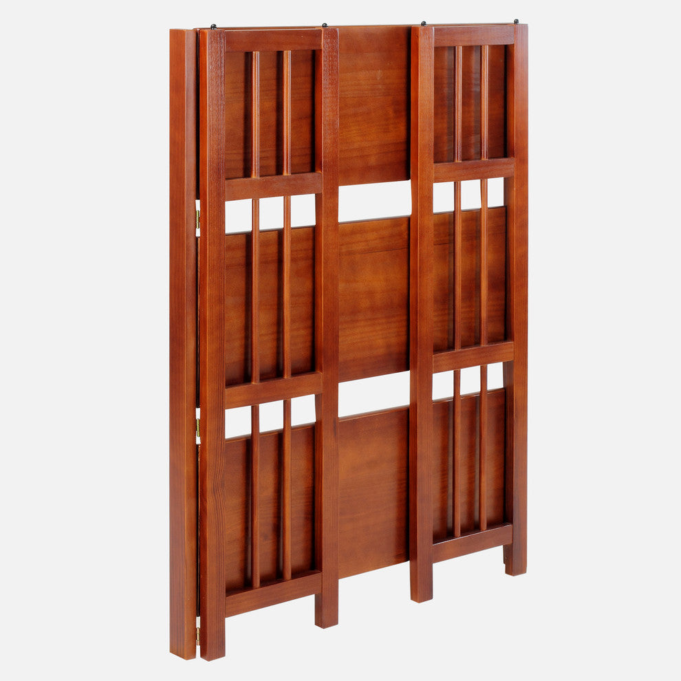 3 Shelf Folding Bookcase, Walnut, Large, 3 Shelf