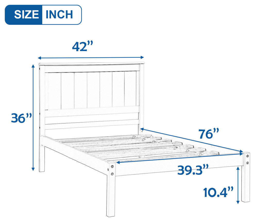 Gewnee Platform Bed Frame with Headboard , Wood Slat Support in Espresso