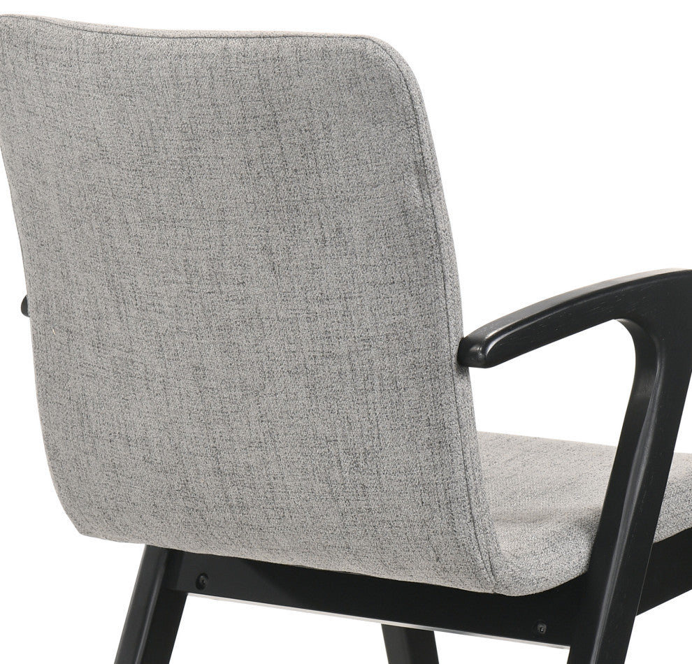Varde Dining Accent Chair With Black Finish and Gray Fabric, Set of 2
