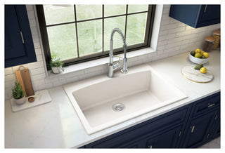 Karran Drop-In Quartz Composite 33" 1-Hole Single Bowl Kitchen Sink Kit, White