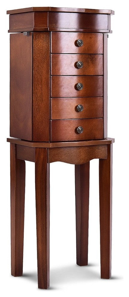 Armoire Storage Jewelry Cabinet With 5 Drawers and Mirror