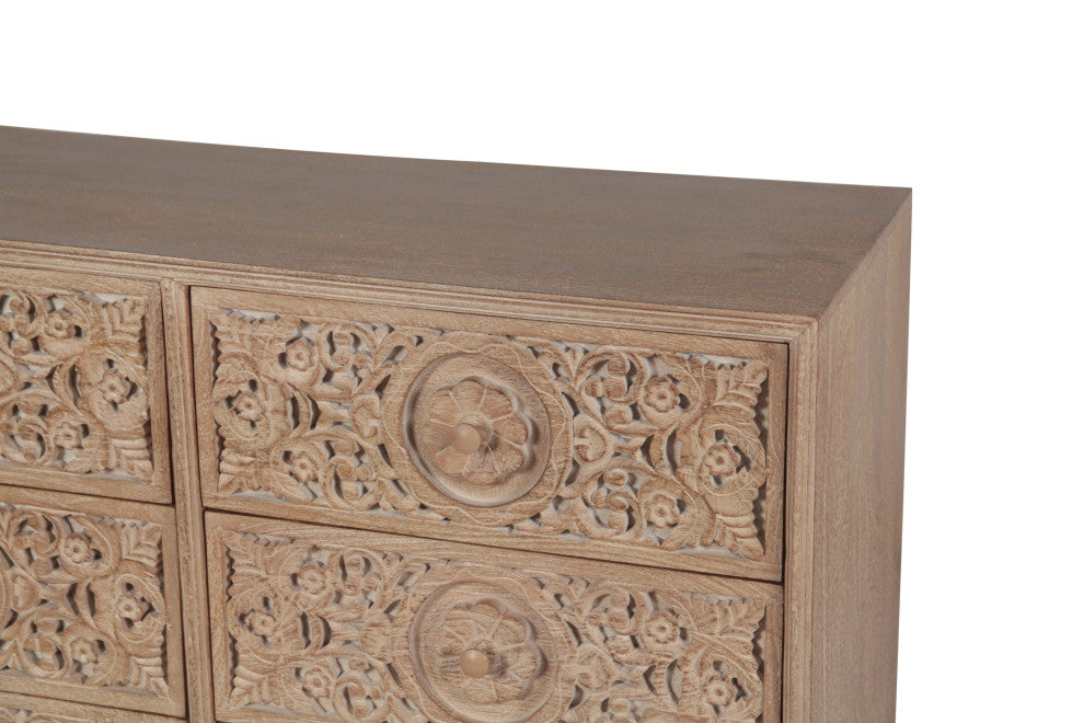 Haveli 50-Inch Mango Wood Dresser in Natural Whitewash Finish
