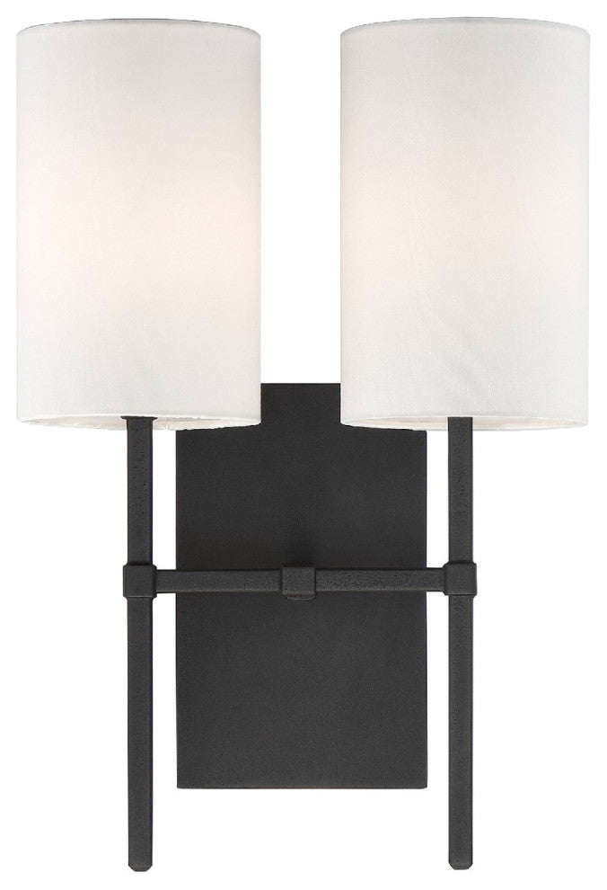 Crystorama VER-242-BF, 2-Light Wall Mount, Black Forged