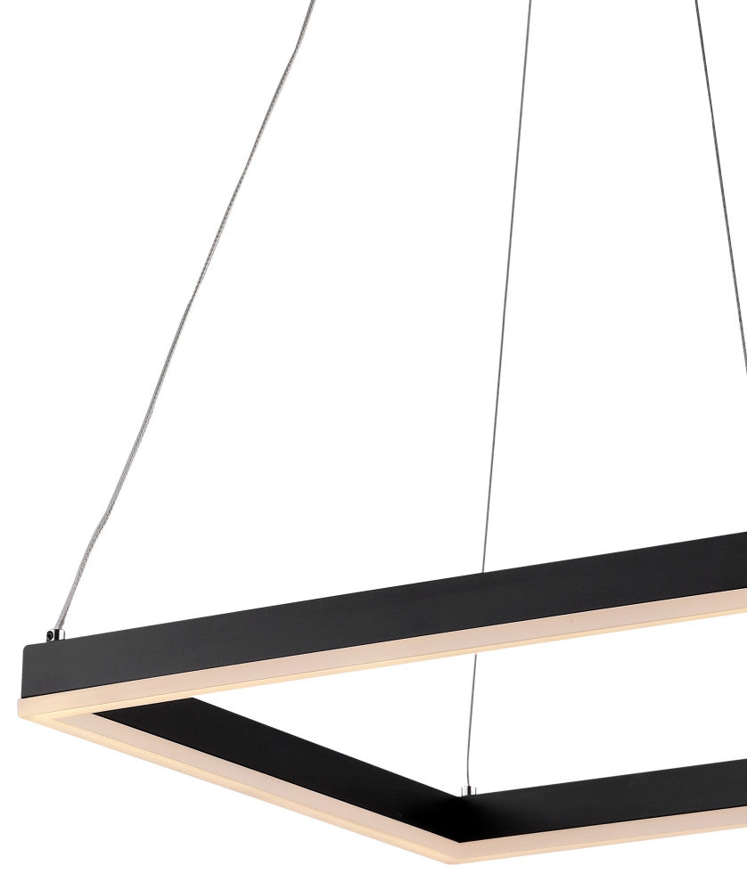 Nero Square Modern Metal LED Pendant Light, Black, Width: 15.75