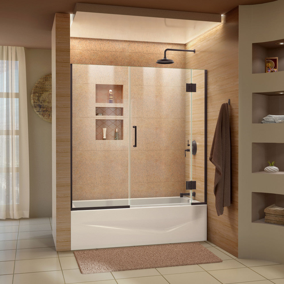 DreamLine Unidoor-X 58-58 1/2x58 Frameless Hinged Tub Door, Oil Rubbed Bronze