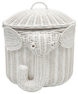 Rattan Elephant Storage Basket, White