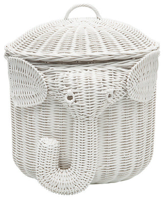 Rattan Elephant Storage Basket, White