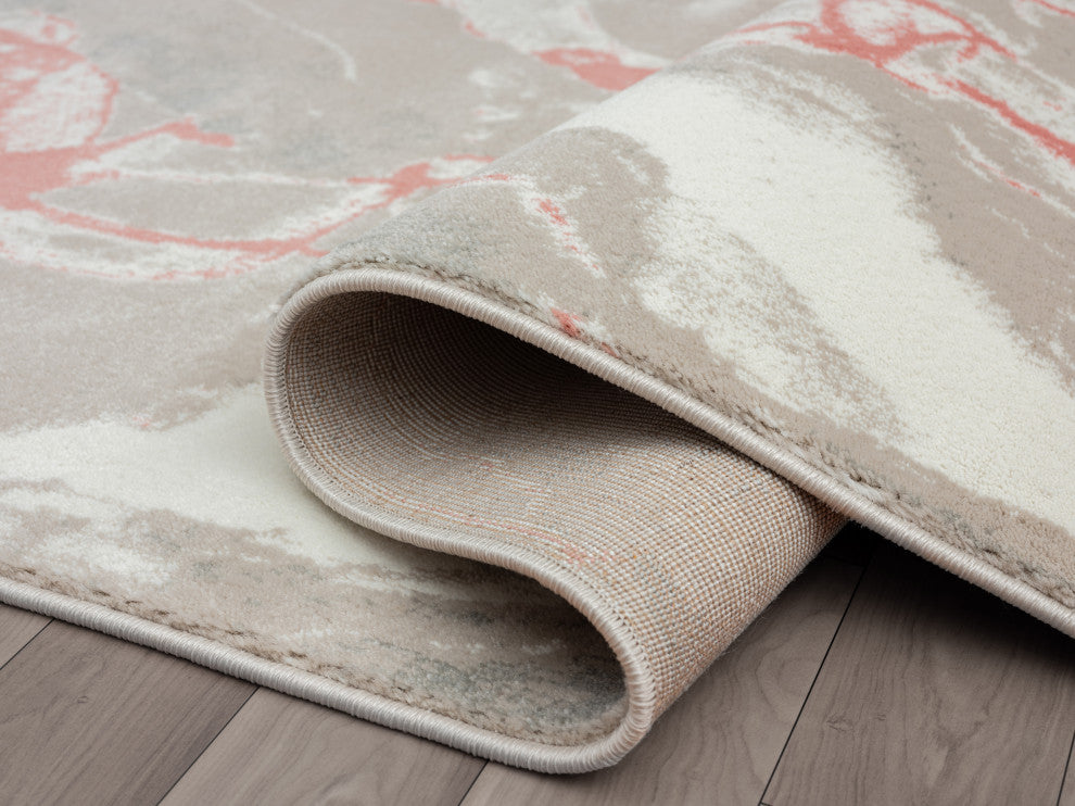 Abani Arto ART140C Abstract Liquid Marble Cream Pink  Area Rug