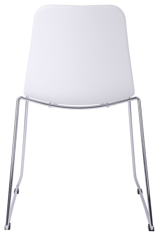 Hebe Series Shell Side Chairs With Steel Wire Metal Legs, Set of 2, White