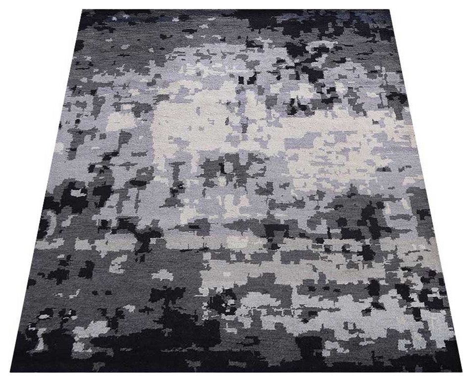 Hand Knotted Silk Area Rug Abstract Multicolor, [Rectangle] 6'x9'