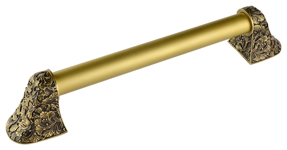 Florid Leaves Appliance Pull, Antique Brass, 12", Plain